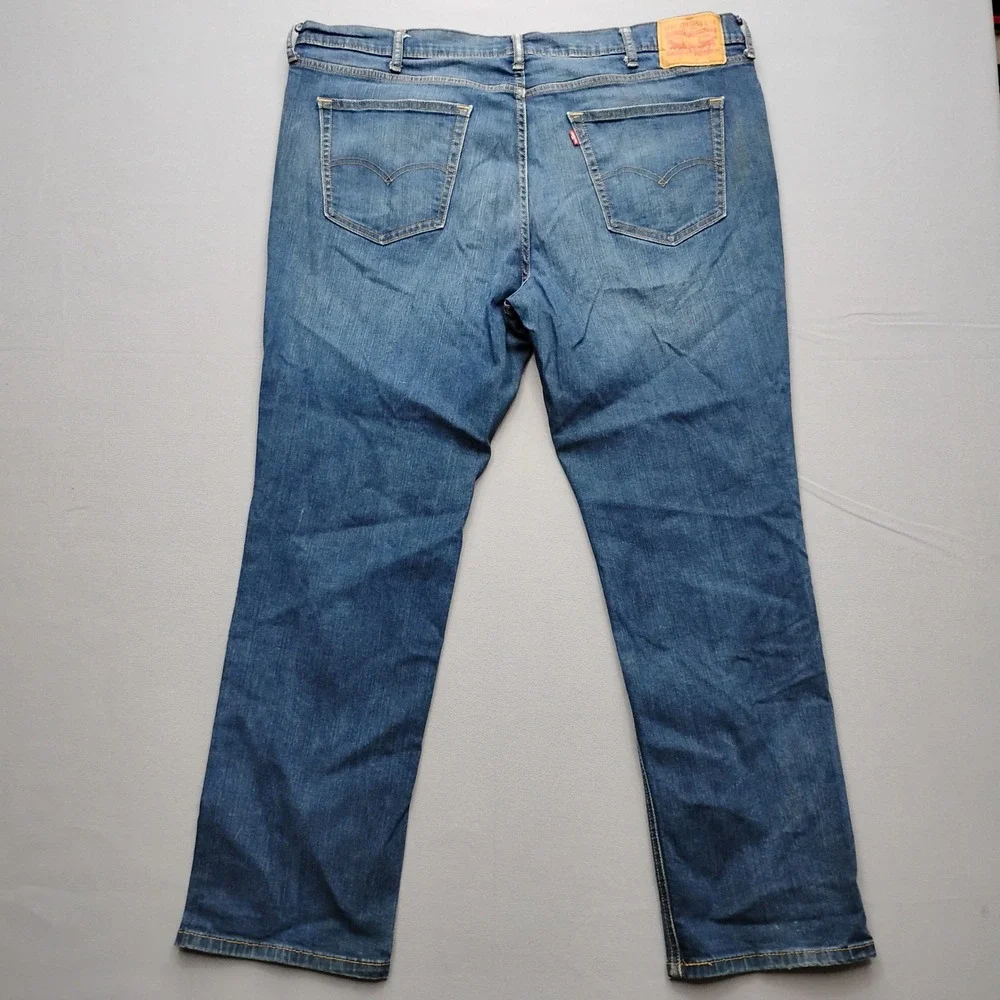 Levis Mens 541 Athletic Taper Medium Wash Blue Jeans 44x32 Distressed
